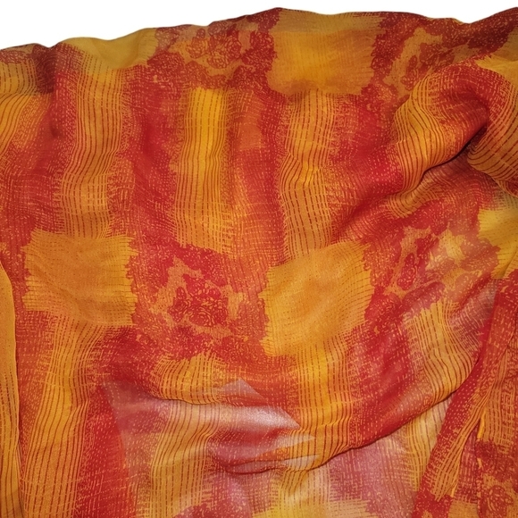Thin Floral Scarf Orange Red 64" x 30"